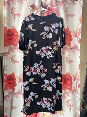 Black floral midi dress